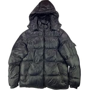 Boohoo Man | Black Puffer Coat with Detachable Hood | Size Small